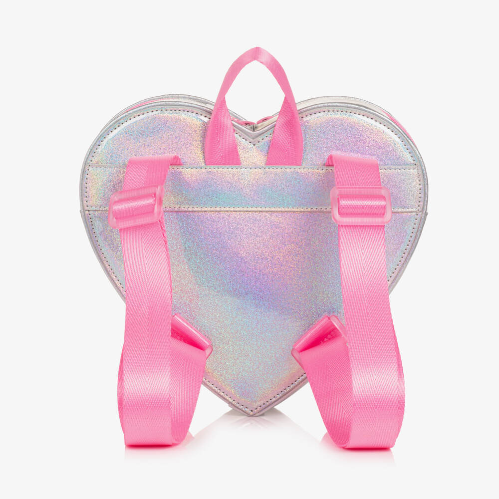 Billieblush-Girls Silver & Rainbow Heart Backpack (24cm) | Childrensalon