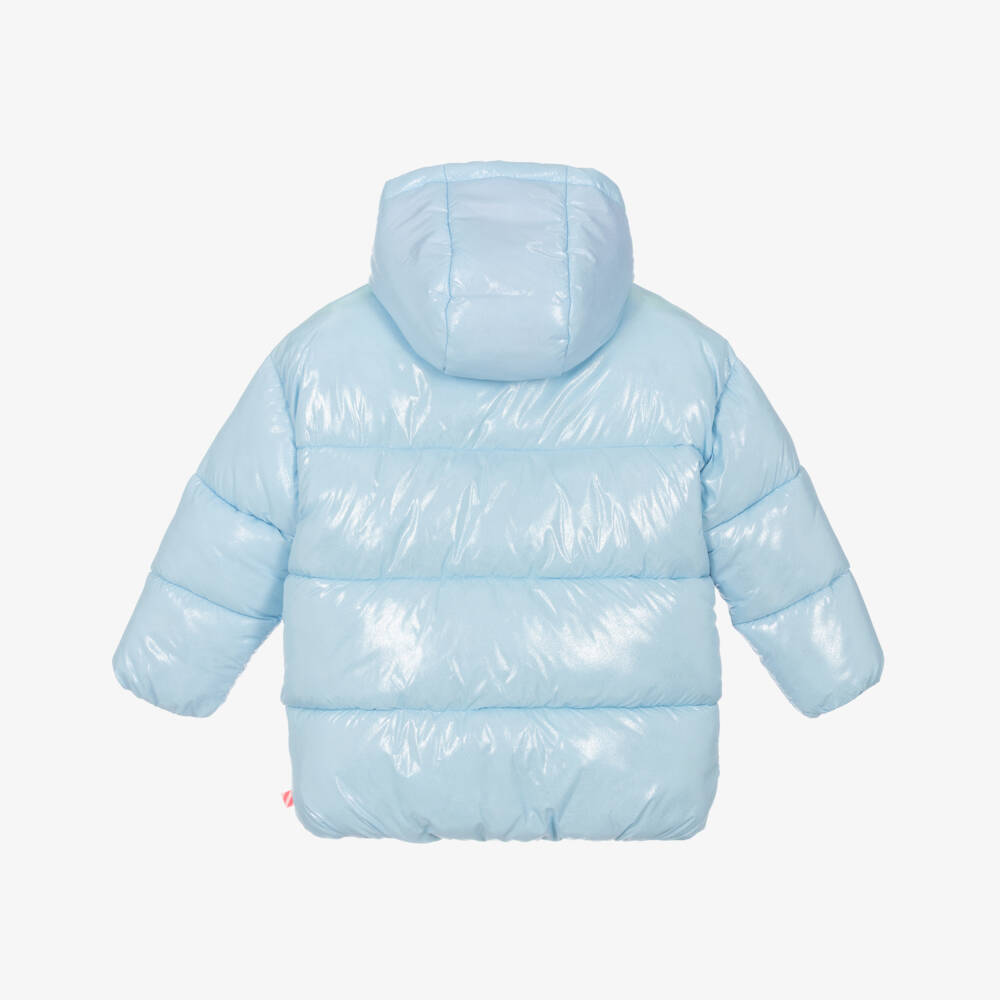 Billieblush-Girls Sparkling Blue Puffer Coat with Rainbow Sequins | Childrensalon