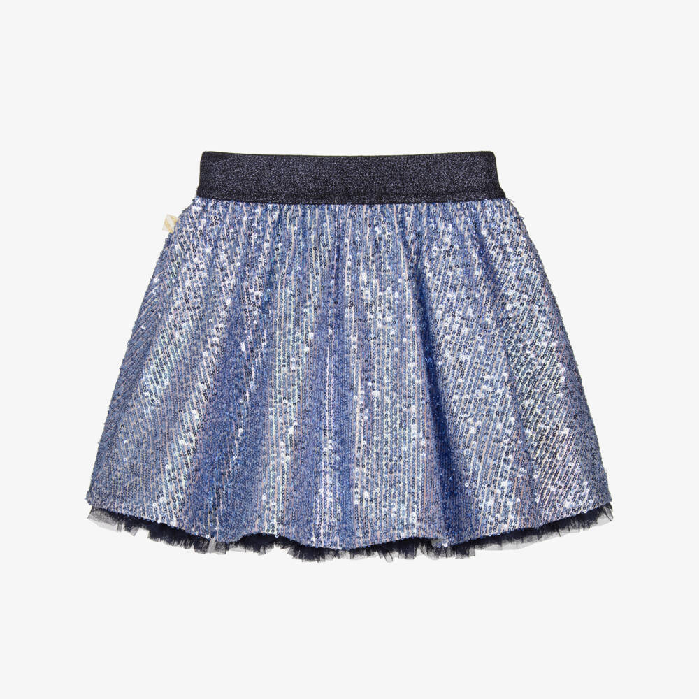 Billieblush-Girls Sparkly Blue Sequinned Skirt | Childrensalon
