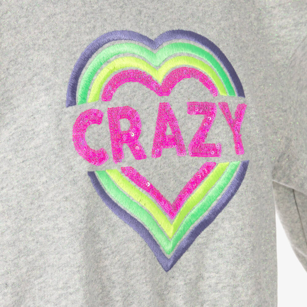 Billieblush-Girls Sparkly Grey Sweatshirt with Sequinned Heart | Childrensalon