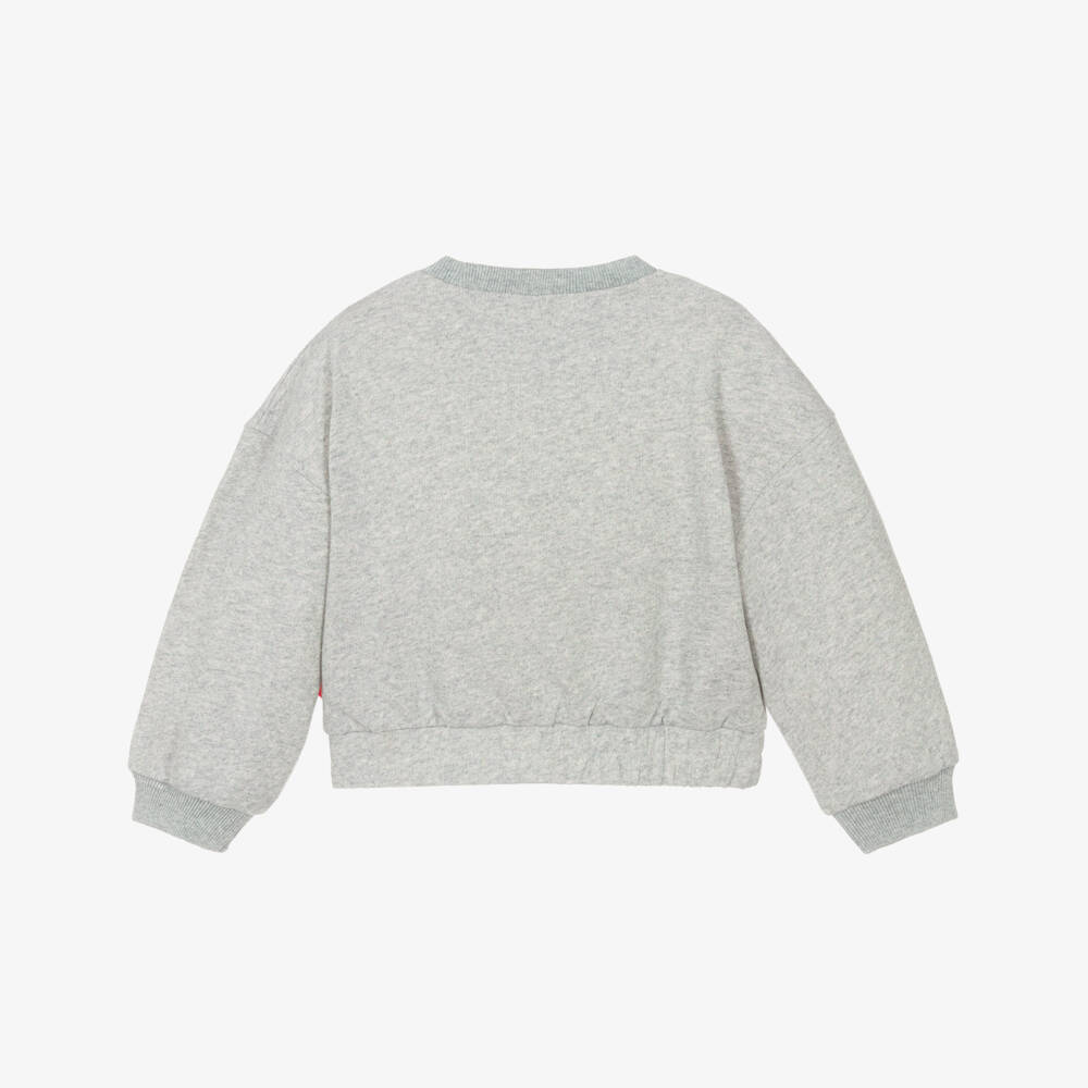 Billieblush-Girls Sparkly Grey Sweatshirt with Sequinned Heart | Childrensalon
