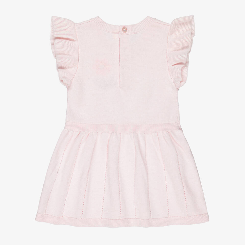 Billieblush-Girls Sparkly Pink Knitted Dress with Smile Embroidery | Childrensalon