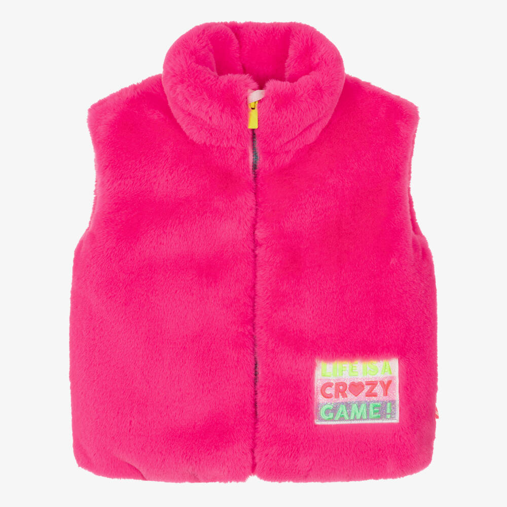 Billieblush-Girls Vibrant Pink Faux Fur Gilet | Childrensalon