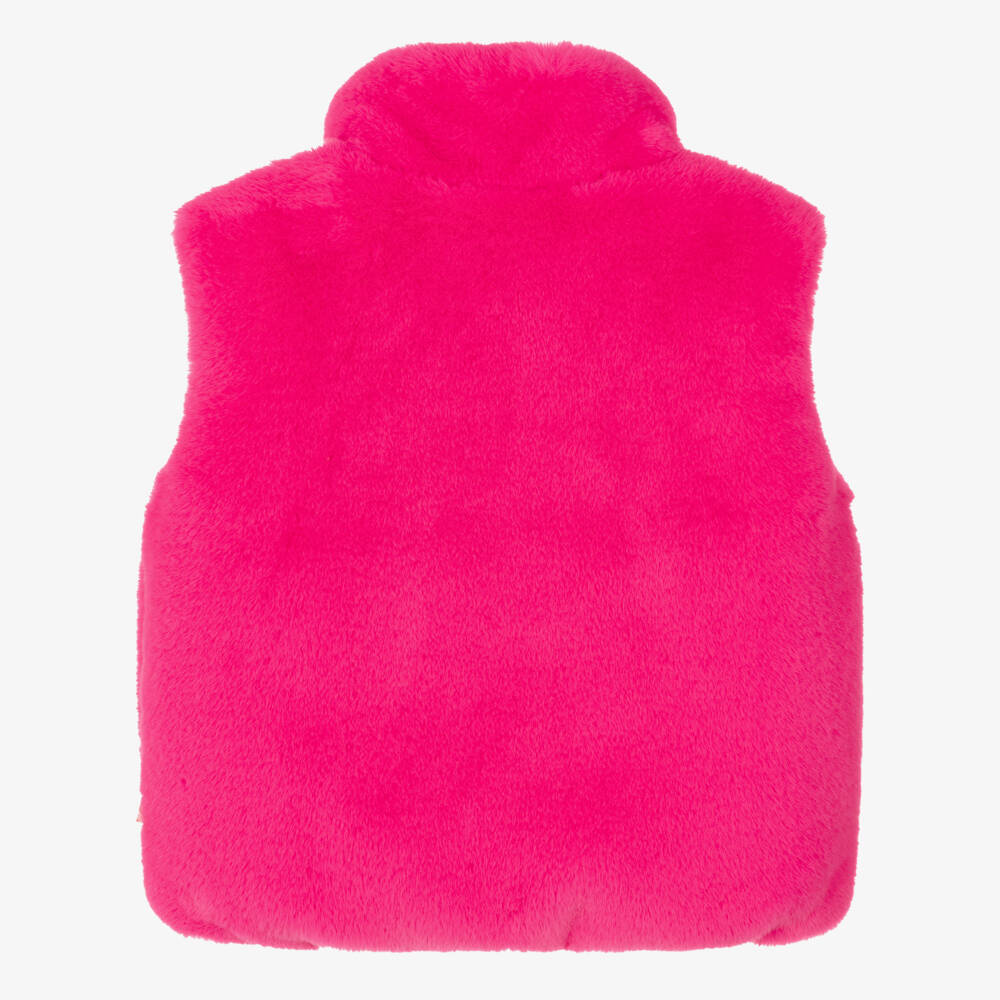 Billieblush-Girls Vibrant Pink Faux Fur Gilet | Childrensalon