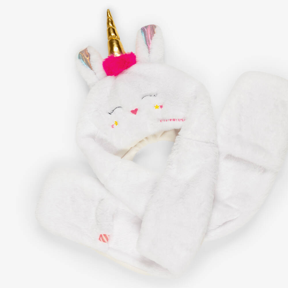 Billieblush-Girls White 3-in-1 Unicorn Scarf | Childrensalon
