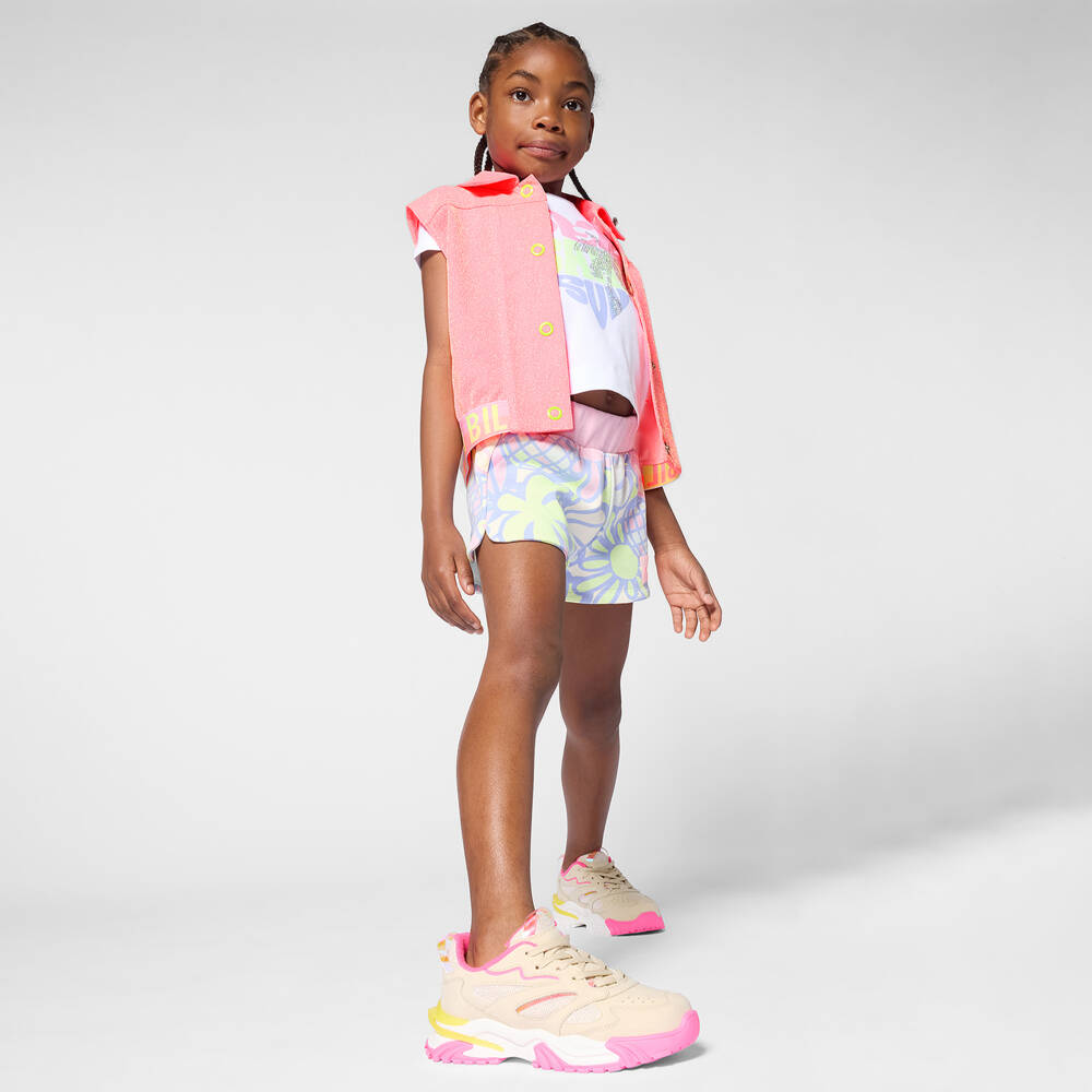 Billieblush-Футболка белая хлопковая с неоновым слоганом для девочек | Childrensalon