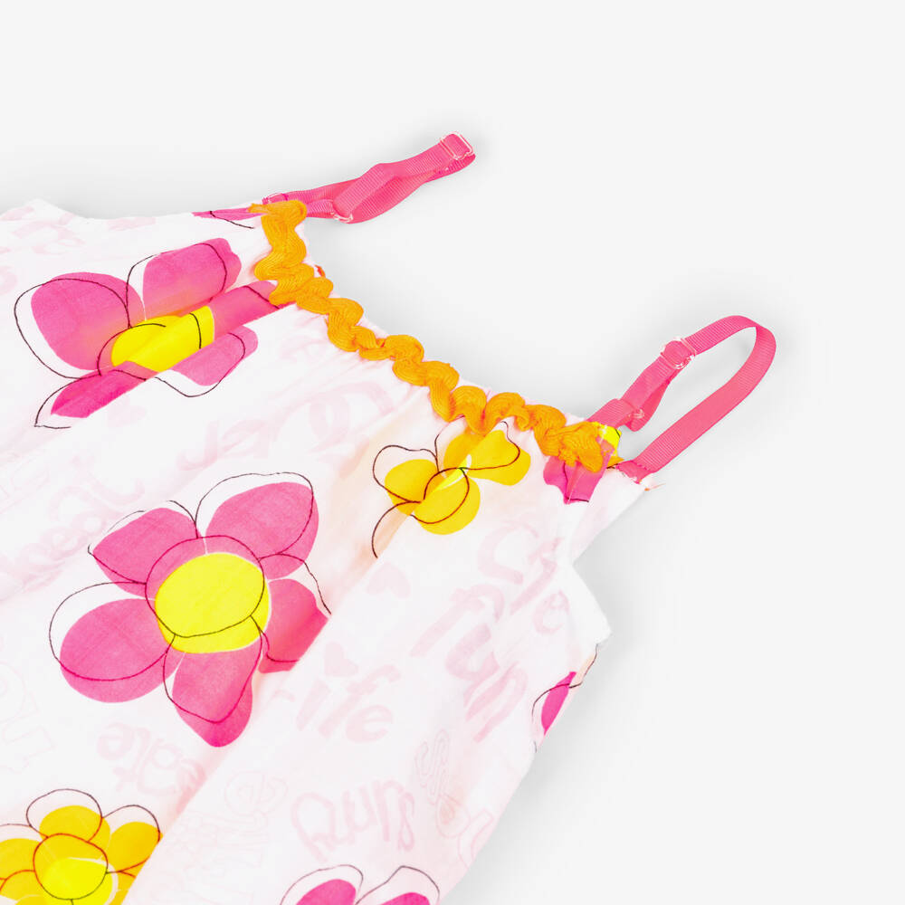 Billieblush-Girls White & Pink Cotton Flower Dress | Childrensalon