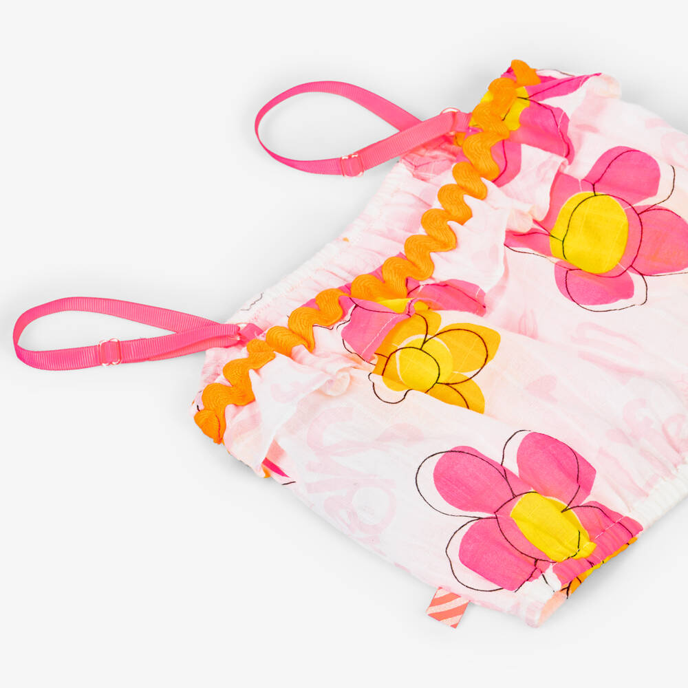 Billieblush-توب قطن بطبعة ورود لون أبيض وزهري للبنات | Childrensalon