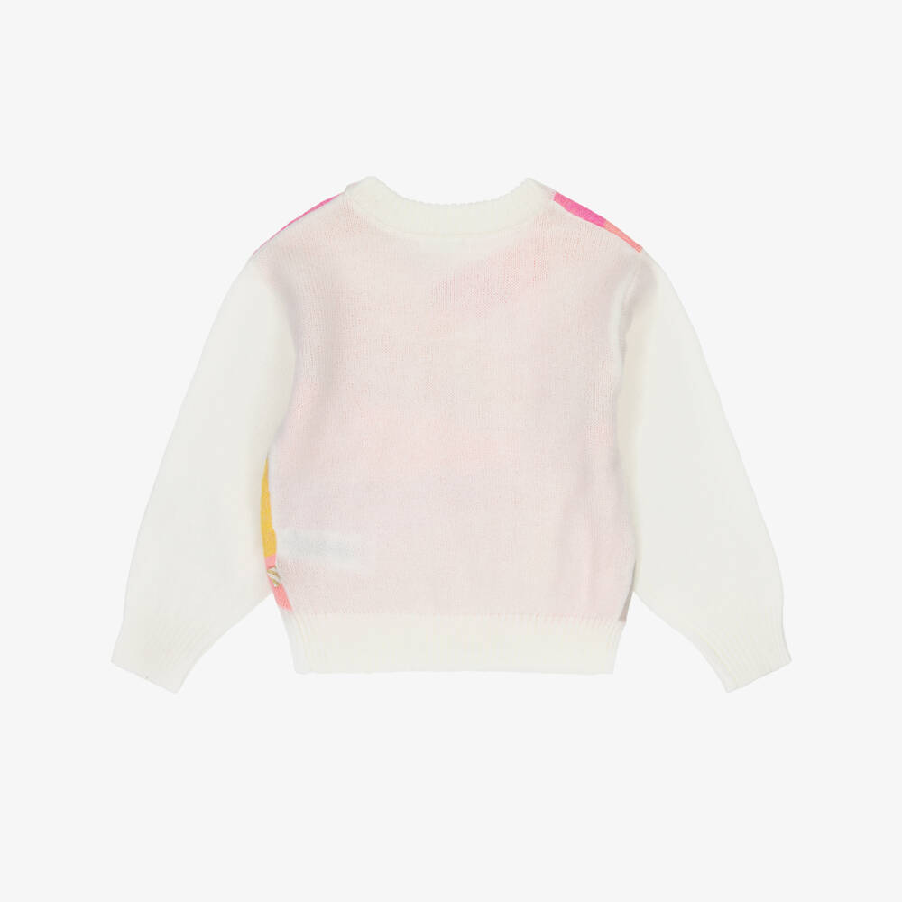 Billieblush-بلوفر بطبعة قلب ترتر لون زهري وأبيض للبنات  | Childrensalon