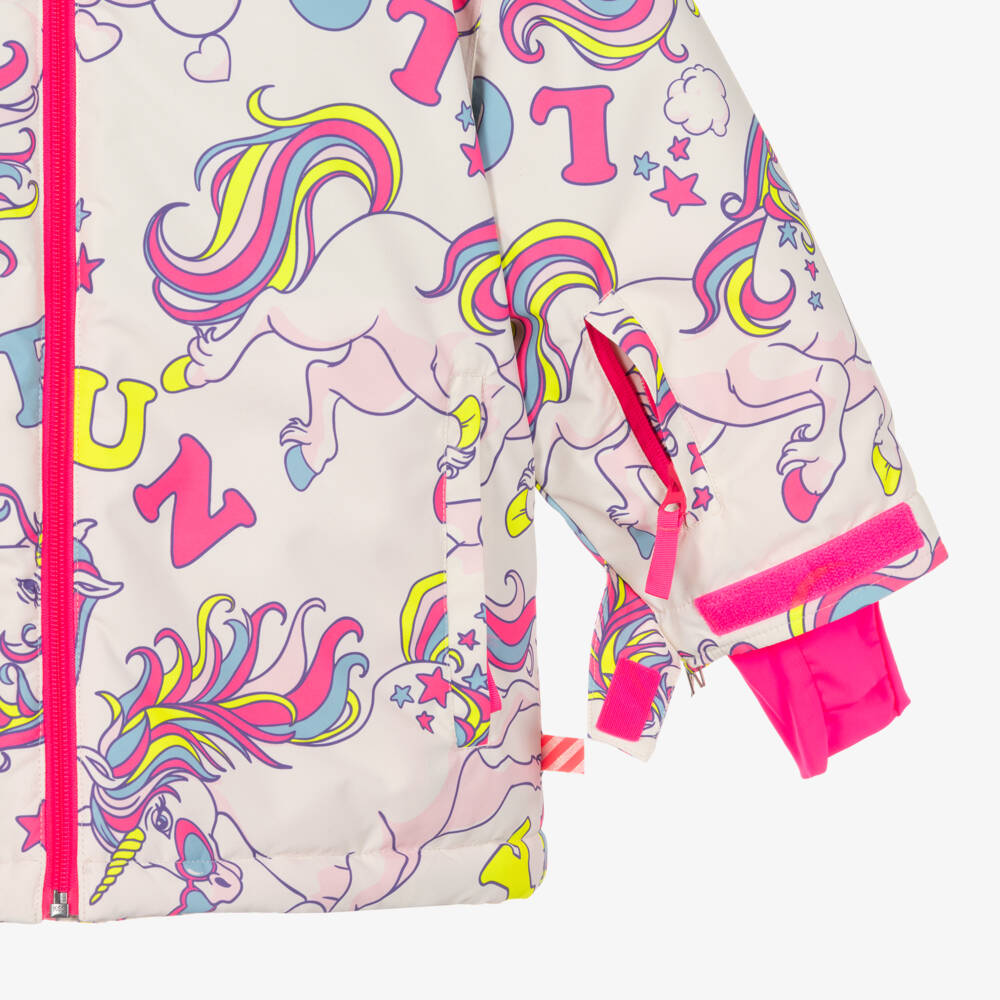 Billieblush-Girls White & Pink Ski Jacket with Unicorn Print | Childrensalon