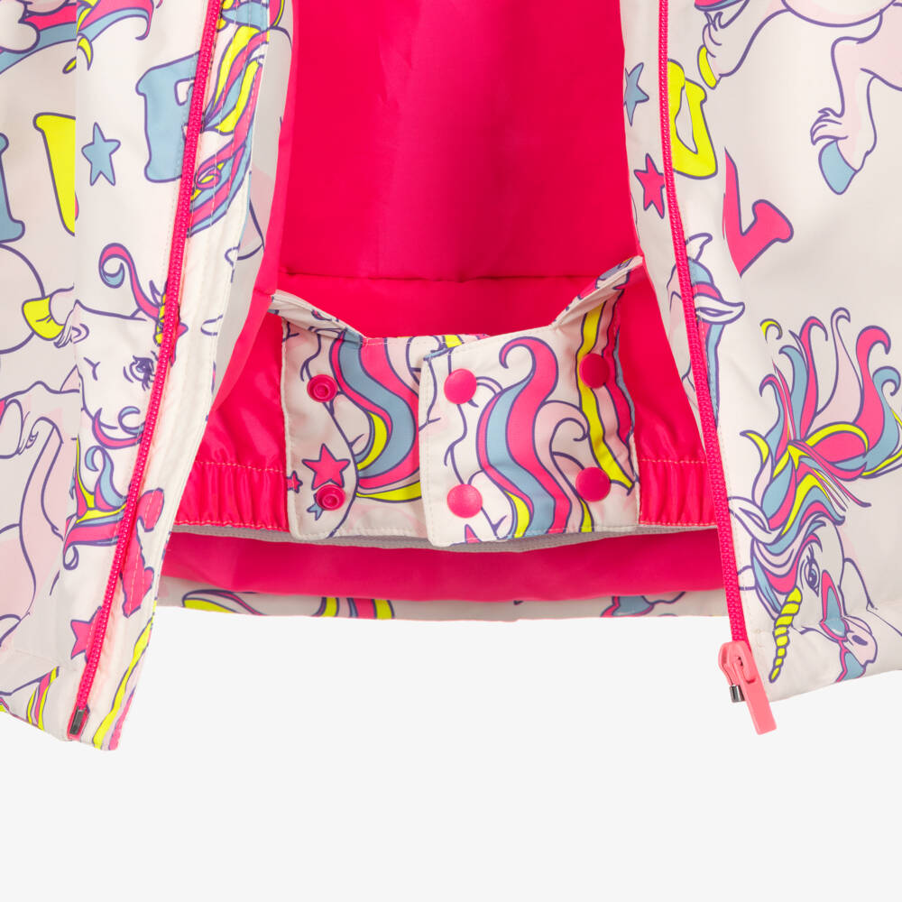 Billieblush-Girls White & Pink Ski Jacket with Unicorn Print | Childrensalon