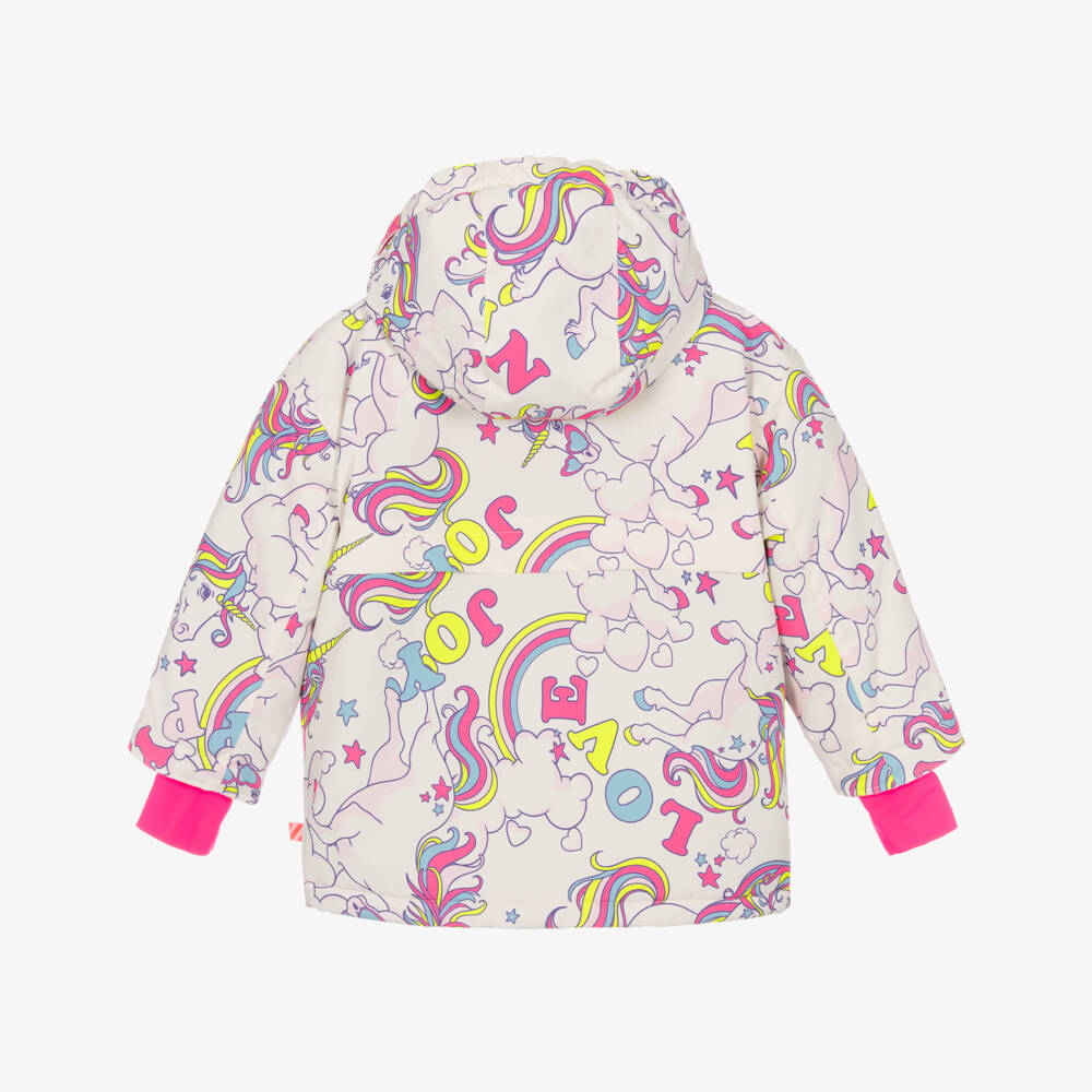 Billieblush-Girls White & Pink Ski Jacket with Unicorn Print | Childrensalon