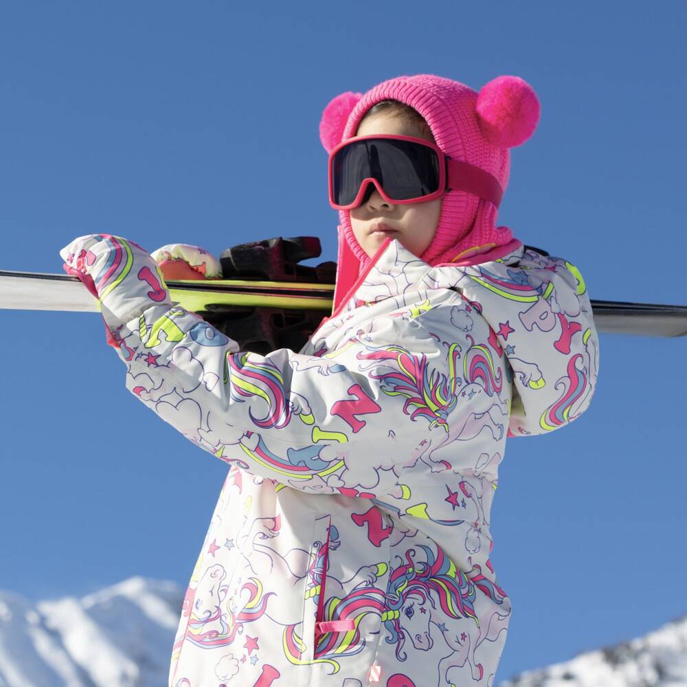 Billieblush-Girls White & Pink Ski Mittens with Unicorn Print | Childrensalon
