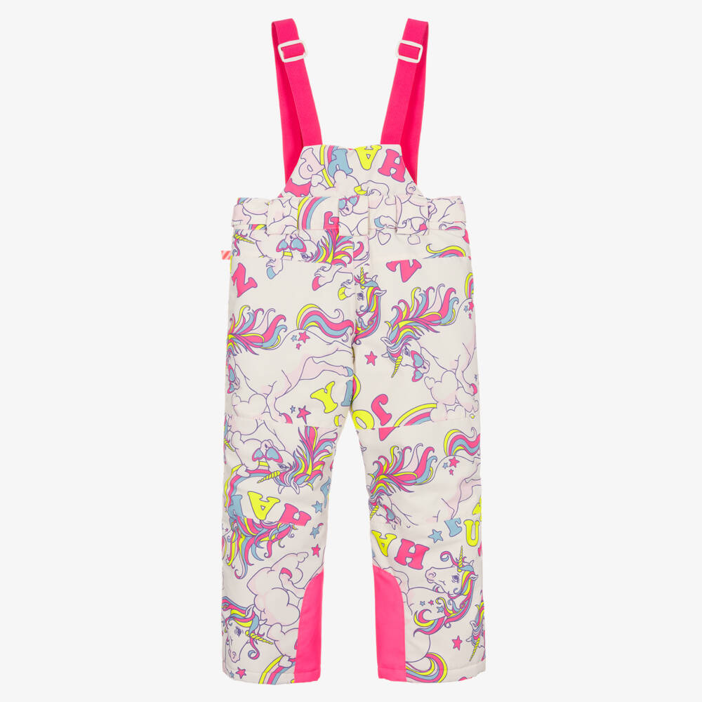 Billieblush-Girls White & Pink Ski Trousers with Unicorn Print | Childrensalon