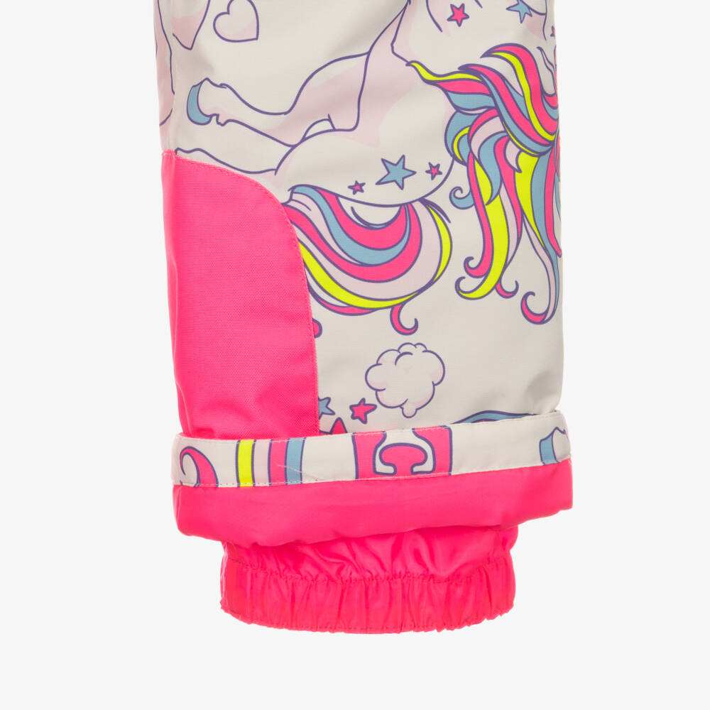 Billieblush-Girls White & Pink Ski Trousers with Unicorn Print | Childrensalon