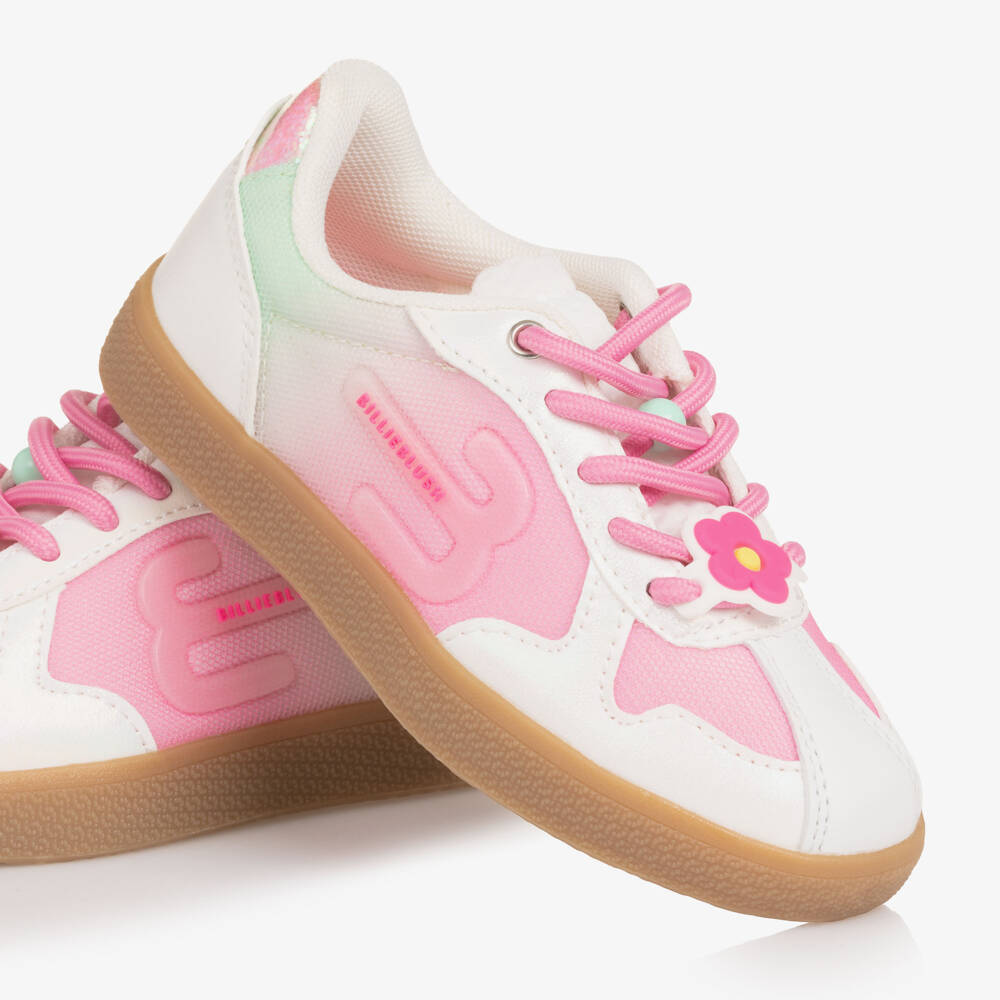 Billieblush-Кроссовки бело-розовые с блестящими вставками для девочек | Childrensalon