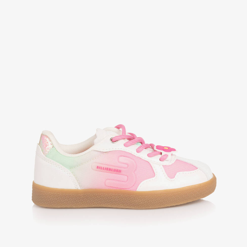Billieblush-Кроссовки бело-розовые с блестящими вставками для девочек | Childrensalon