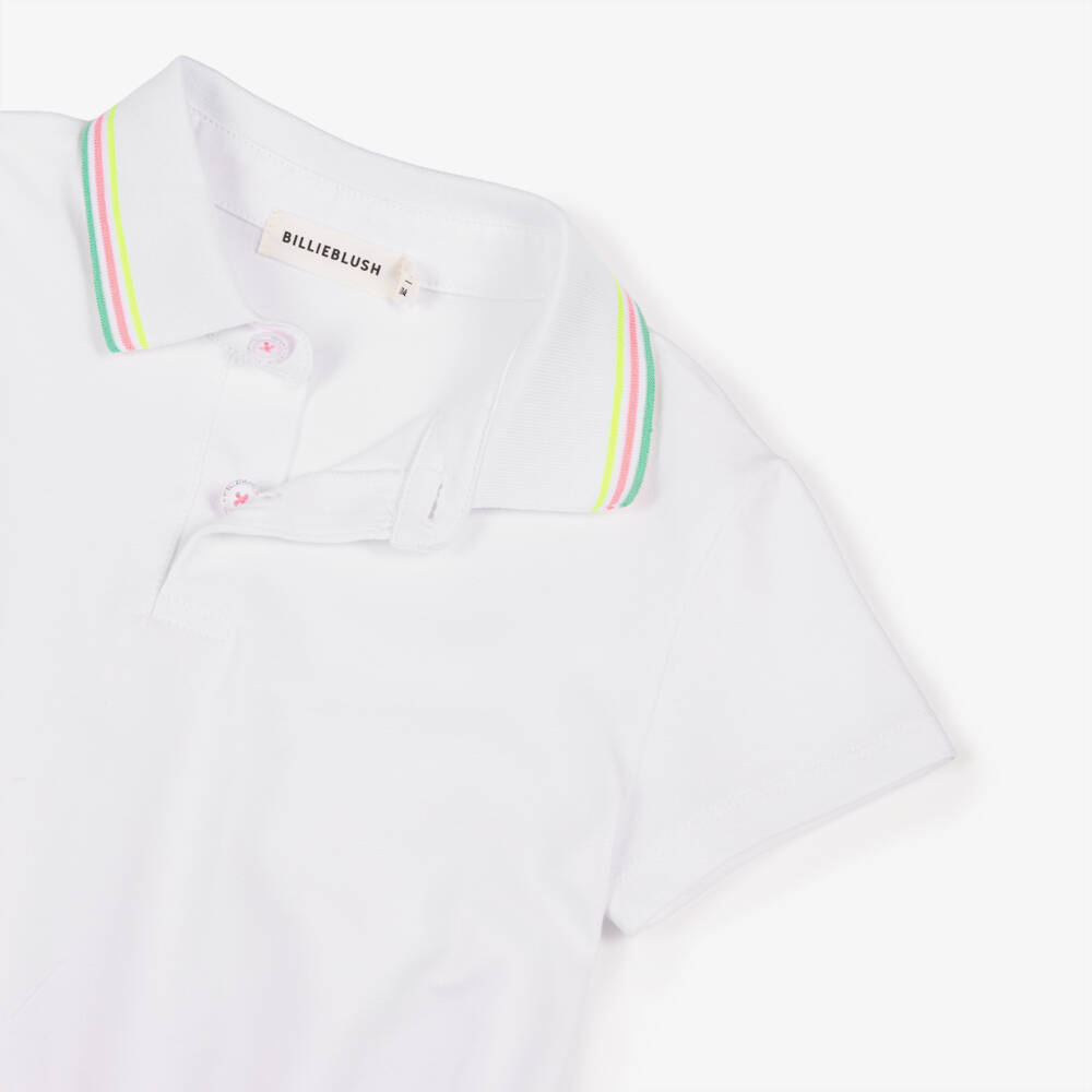 Billieblush-Платье поло белое с розовой юбкой плиссе для девочек | Childrensalon