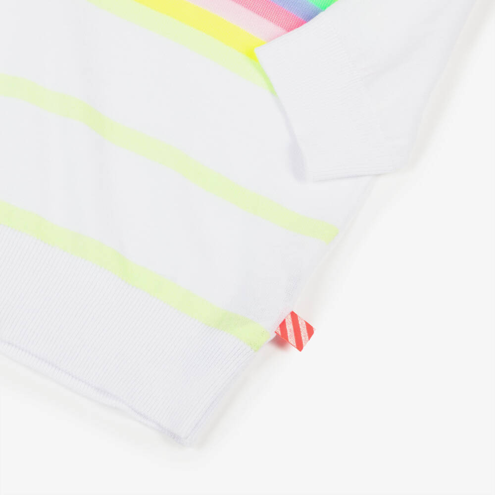 Billieblush-Girls White Striped Cotton-Knit Sweater | Childrensalon