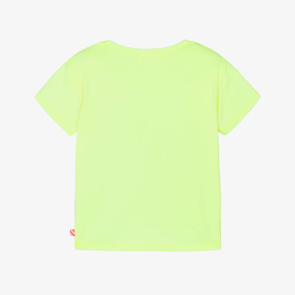 Billieblush-Girls Yellow Cotton T-Shirt with Sequinned Palm Tree | Childrensalon