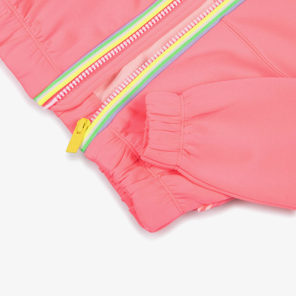 Billieblush-Girls Neon Pink Jersey Zip-Up Top with Sequin Heart Motif | Childrensalon