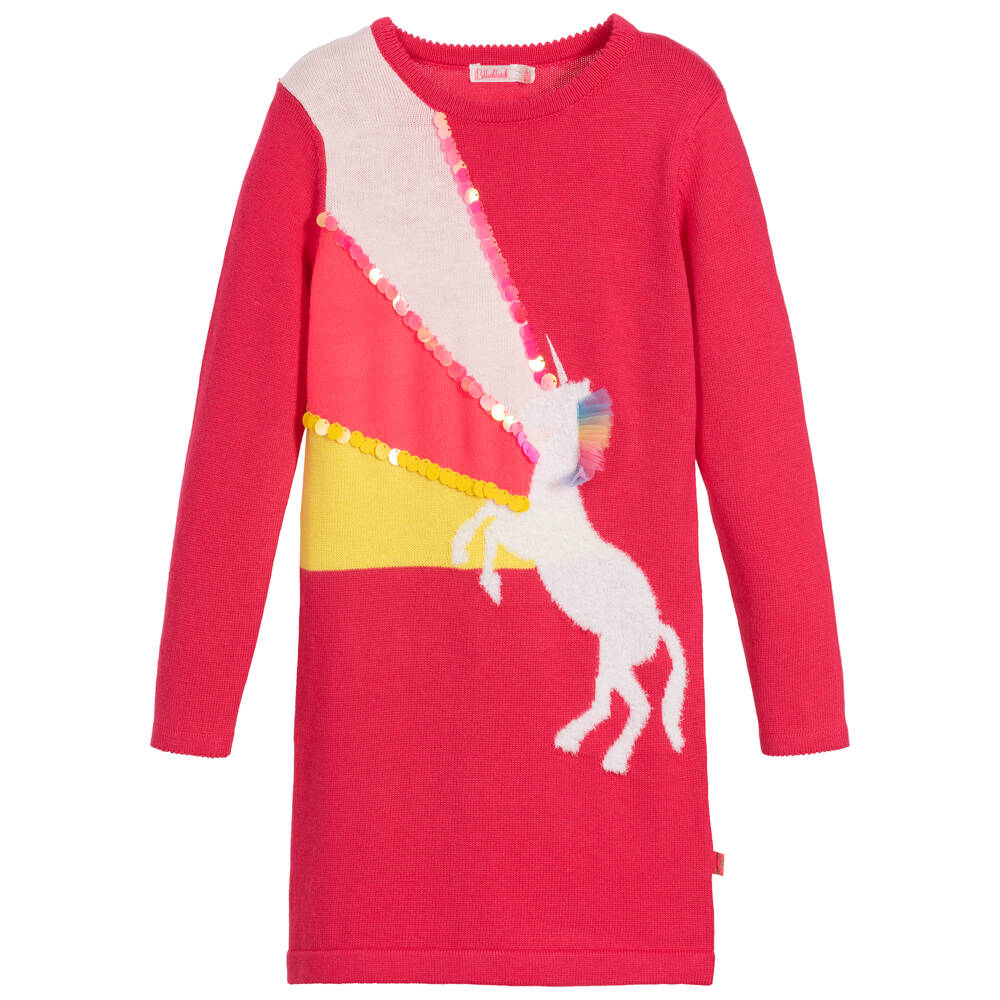 knee length dresses for ladies Baby Girl Unicorn Pattern Long Sleeves Style Dress In Autumn Wearing O –  MyKids-USA® main image 1