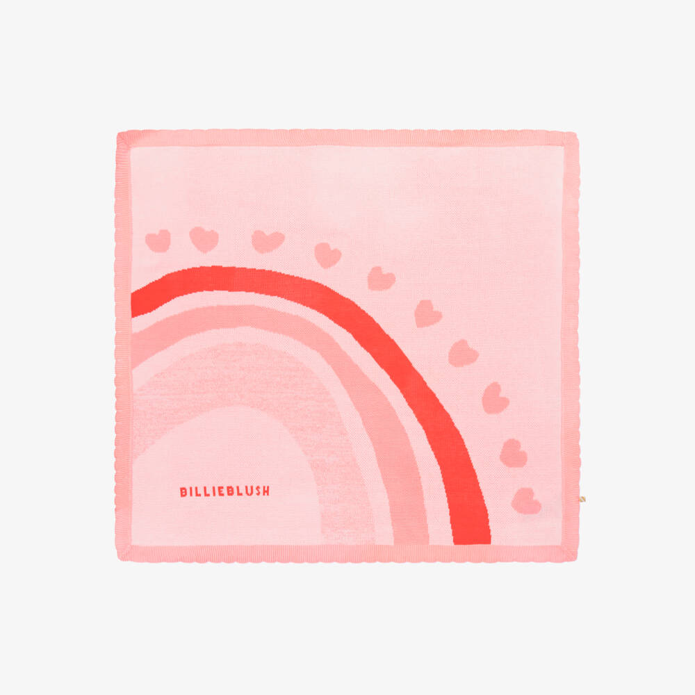 Billieblush-بطانية محبوكة بطبعة قلوب وقوس قزح لون زهري (74 سم) | Childrensalon