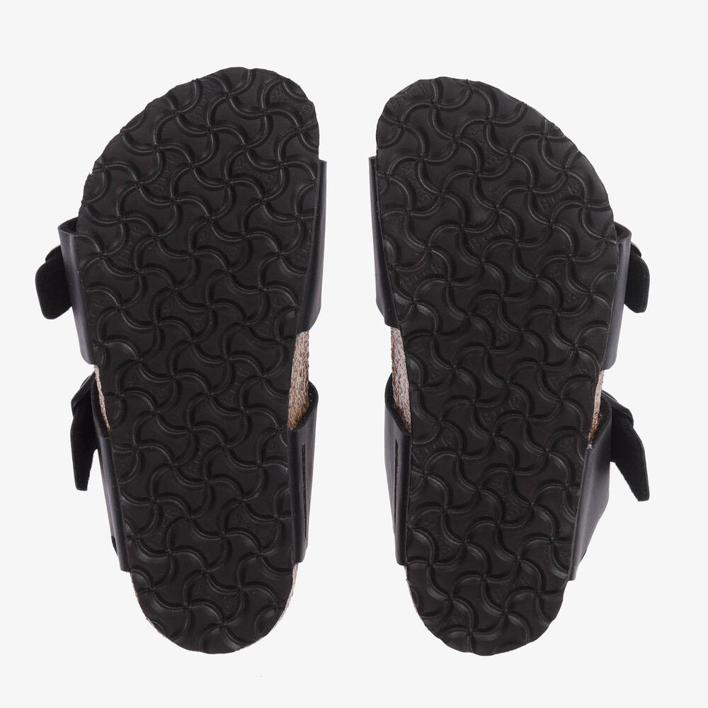 Birkenstock-Black Faux Leather Sandals | Childrensalon