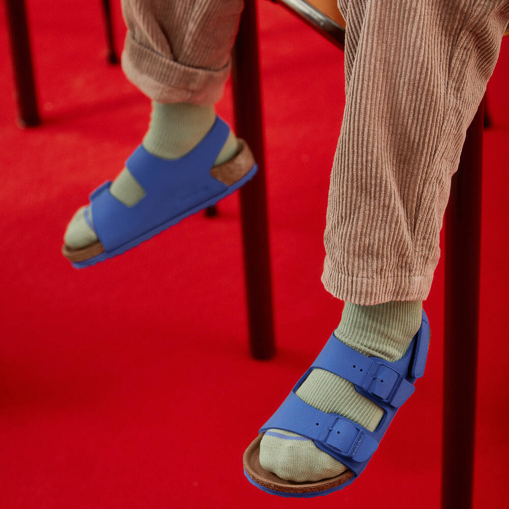 Birkenstock-صندل جلد صناعي لون أزرق | Childrensalon