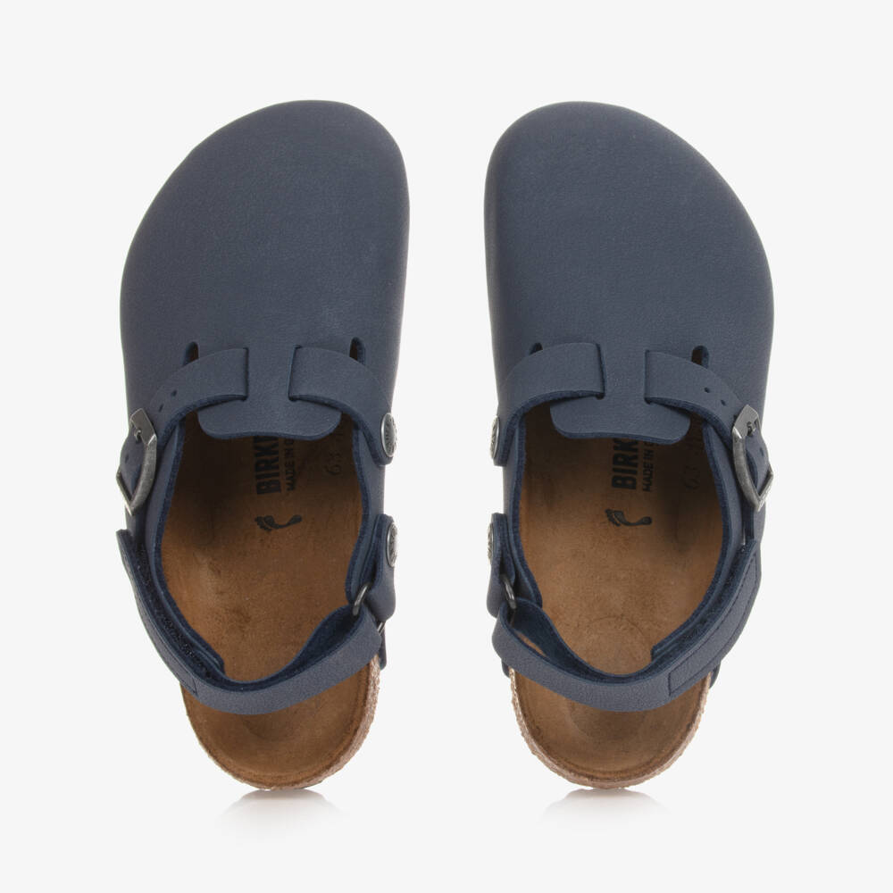 Birkenstock-Boys Blue Faux Leather Clog Sandals | Childrensalon