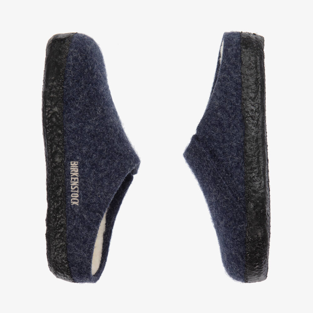Birkenstock-Boys Blue Wool Felt Slippers | Childrensalon