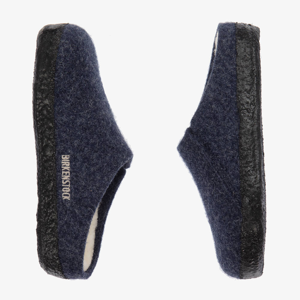 Birkenstock-Boys Blue Wool Felt Slippers | Childrensalon
