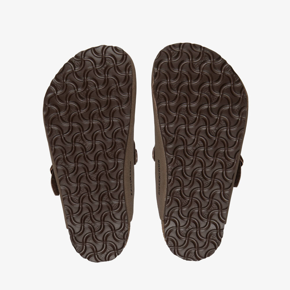 Birkenstock-Boys Chocolate Brown Faux Leather Clog Sandals | Childrensalon
