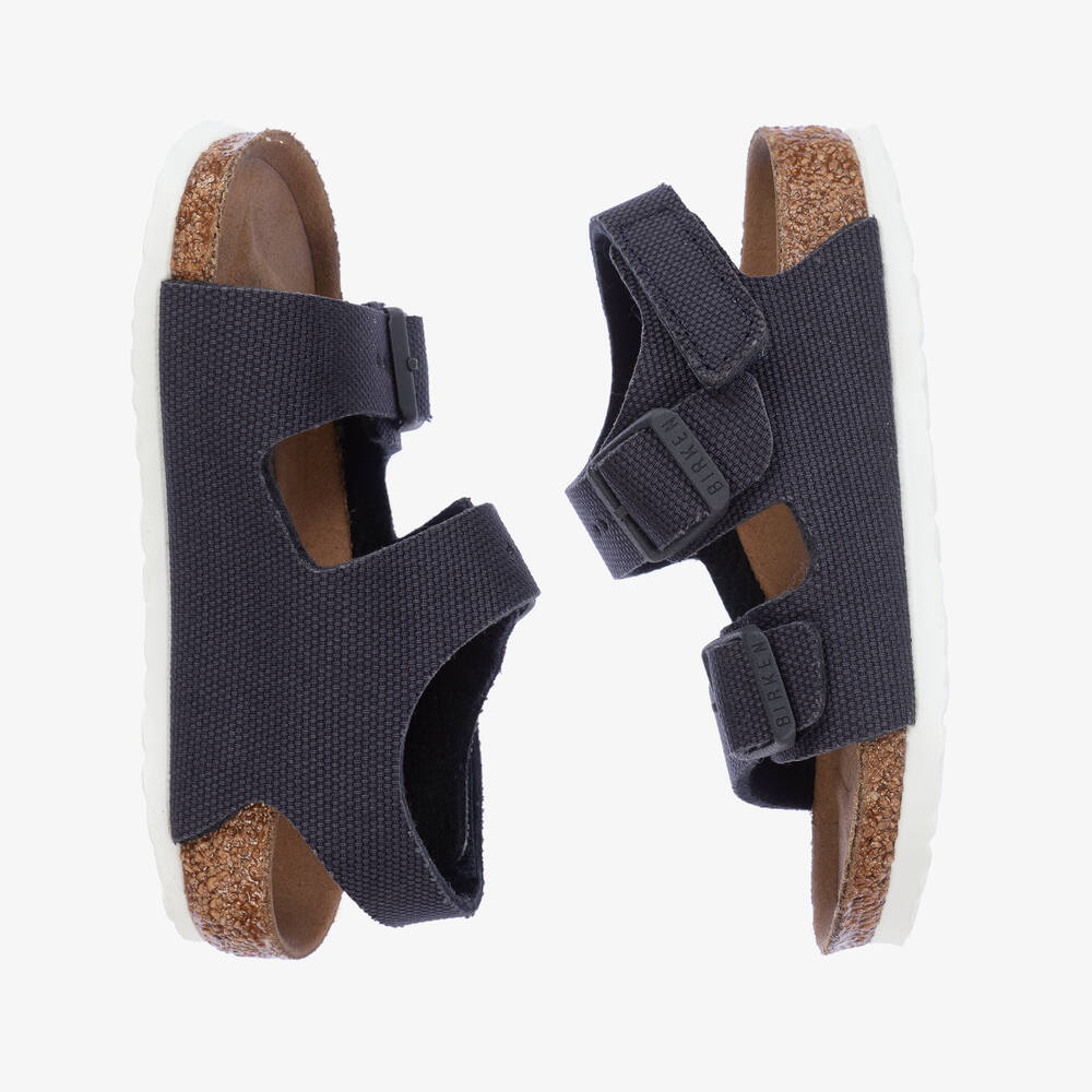 Birkenstock-Boys Navy Blue Canvas Milano Sandals | Childrensalon