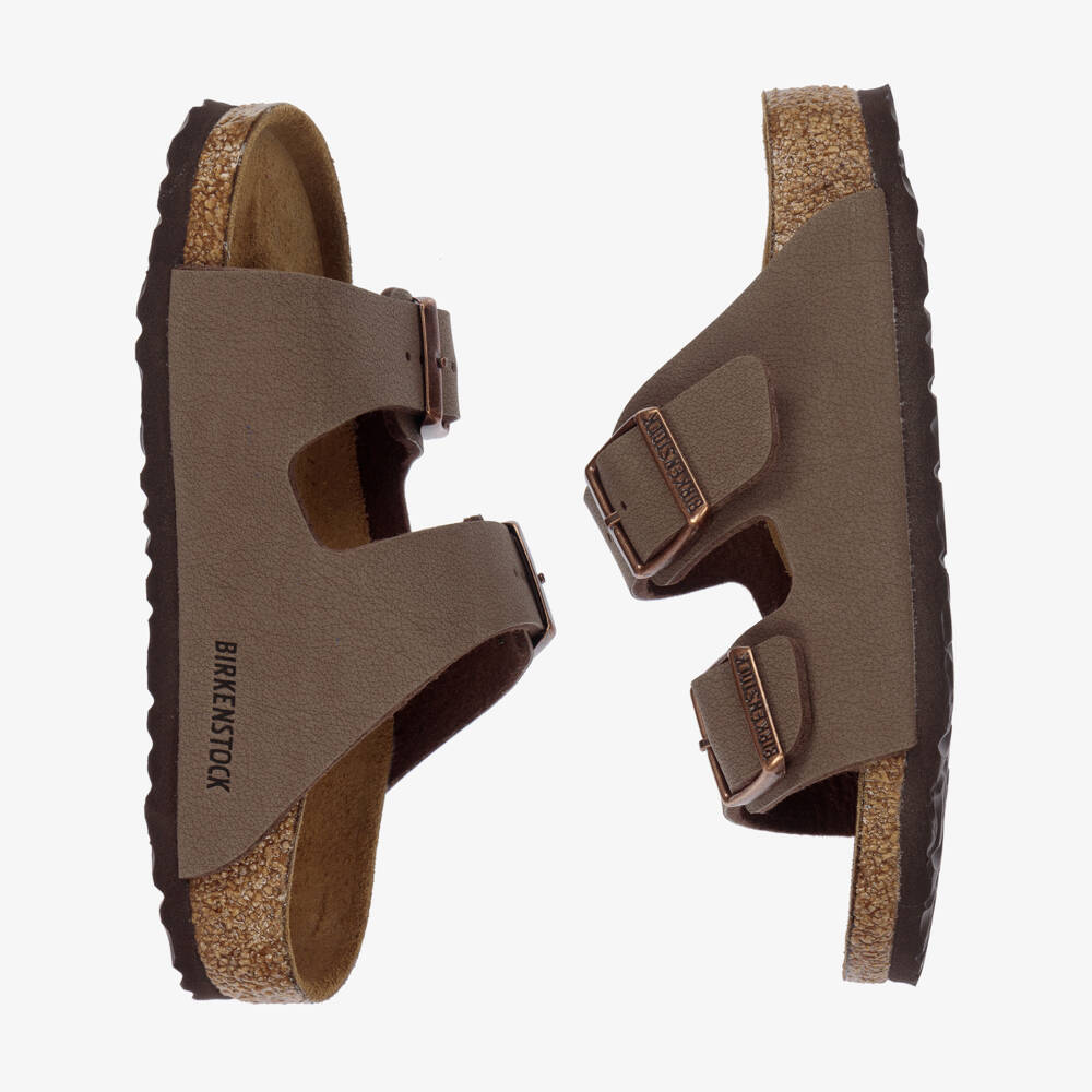 Birkenstock-Brown Faux Leather Buckled Sandals | Childrensalon