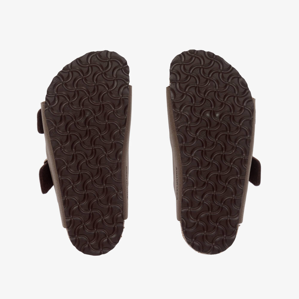 Birkenstock-Brown Faux Leather Buckled Sandals | Childrensalon