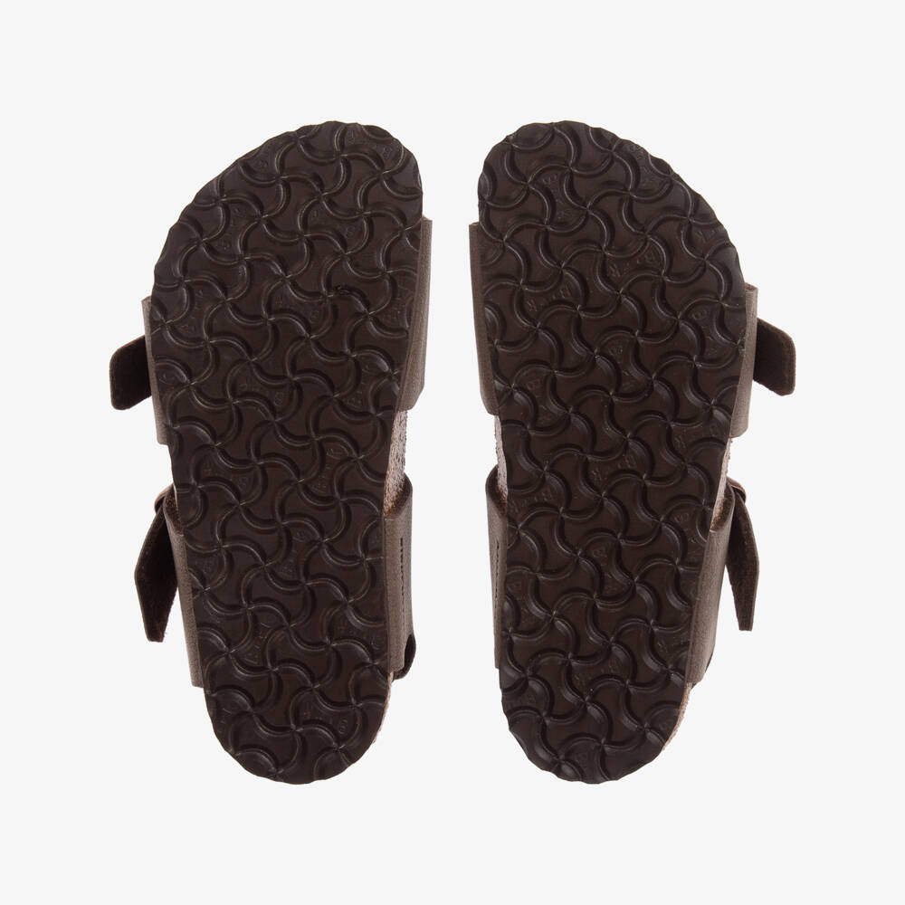 Birkenstock-Brown Faux Leather Sandals | Childrensalon