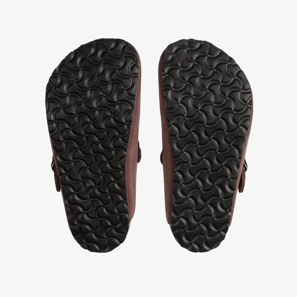 Birkenstock-Burgundy Suede Leather Clog Sandals | Childrensalon