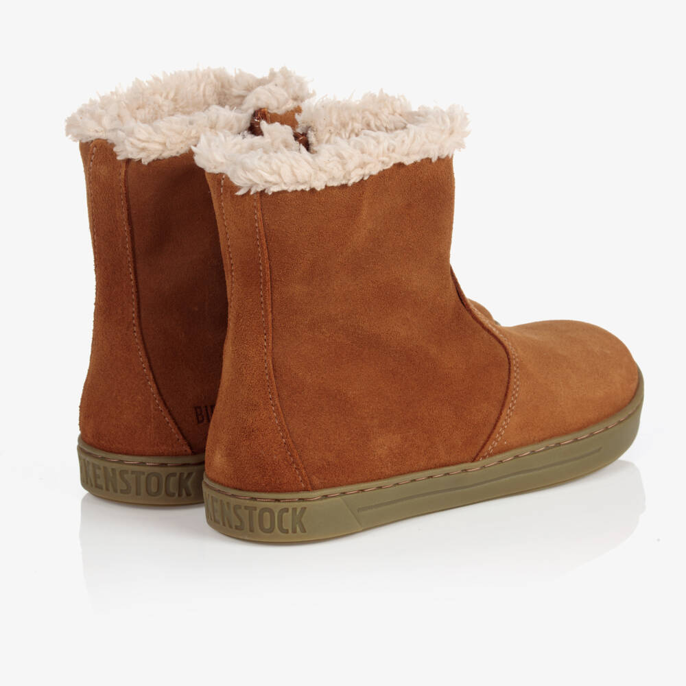 Birkenstock-Dark Tan Brown Suede Leather Boots | Childrensalon