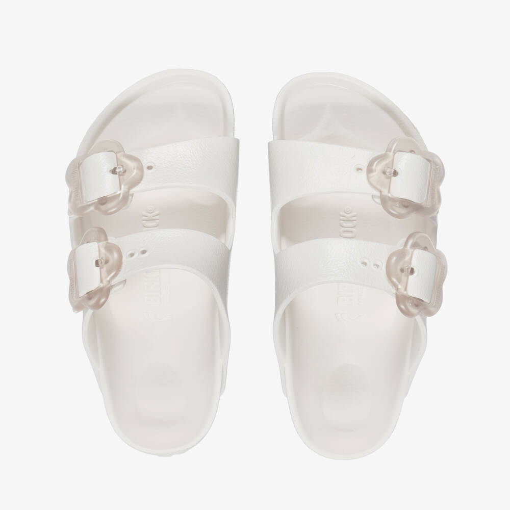 Birkenstock-صندل بإبزيم مزين بوردة لون عاجي للبنات  | Childrensalon