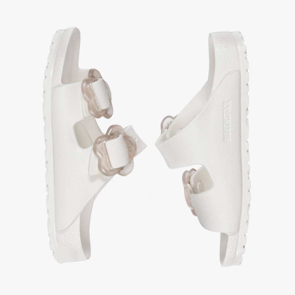 Birkenstock-صندل بإبزيم مزين بوردة لون عاجي للبنات | Childrensalon