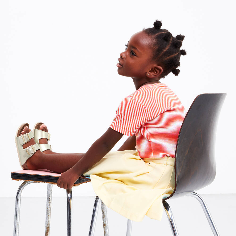 Birkenstock-Girls Metallic Gold Arizona Sandals | Childrensalon