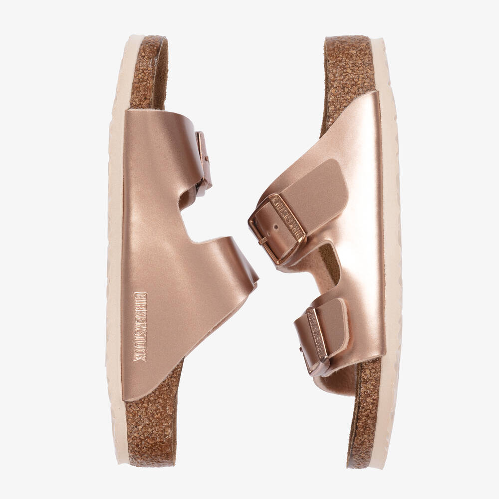 Birkenstock-Сандалии цвета розового золота с пряжками для девочек | Childrensalon
