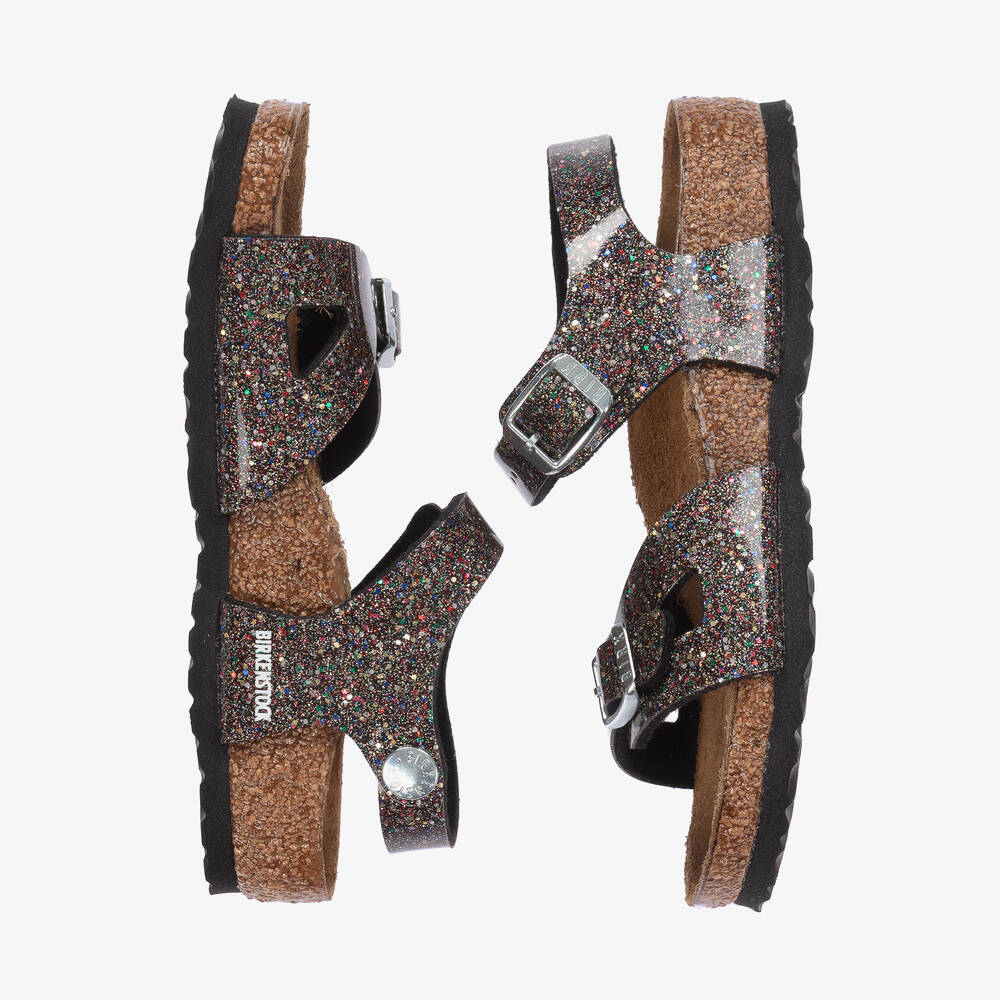 Birkenstock-Girls Sparkly Black Buckle Sandals | Childrensalon