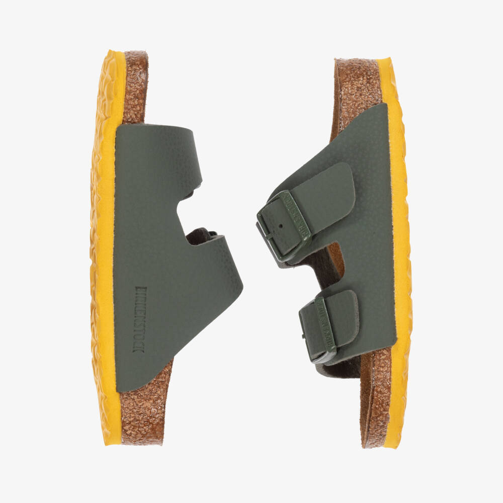 Birkenstock-Сандалии зелено-желтые Arizona с контрастной подошвой | Childrensalon