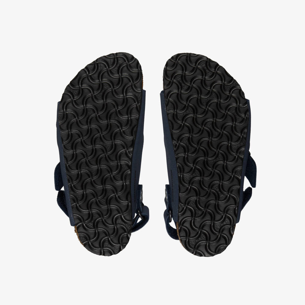 Birkenstock-Navy Blue Faux Leather Milano Sandals | Childrensalon