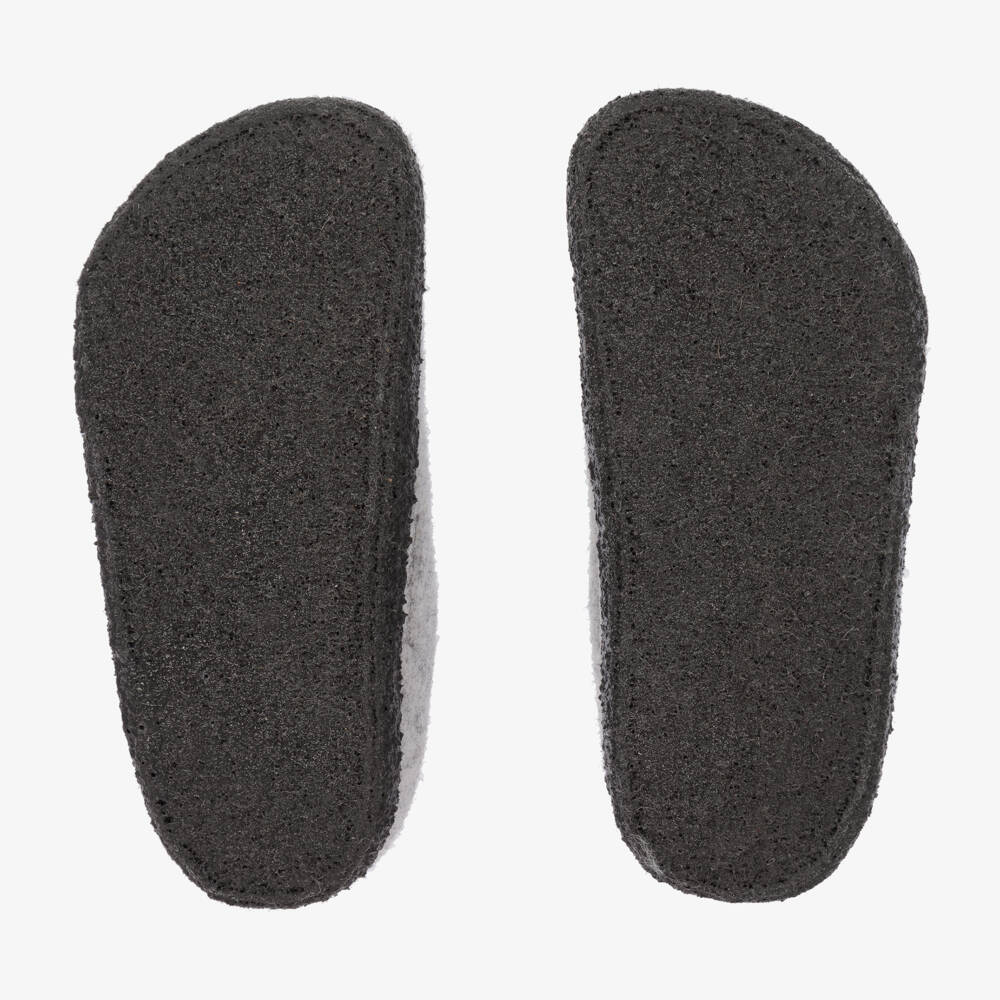 Birkenstock-Pale Grey Felted Wool Slippers | Childrensalon