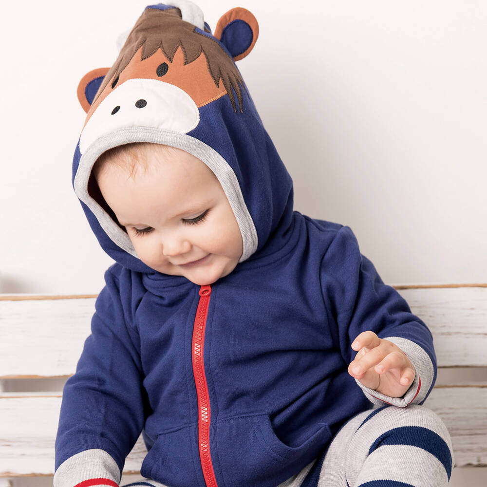 Blade & Rose-Blue Hamish Highland Cow Zip-Up Top | Childrensalon