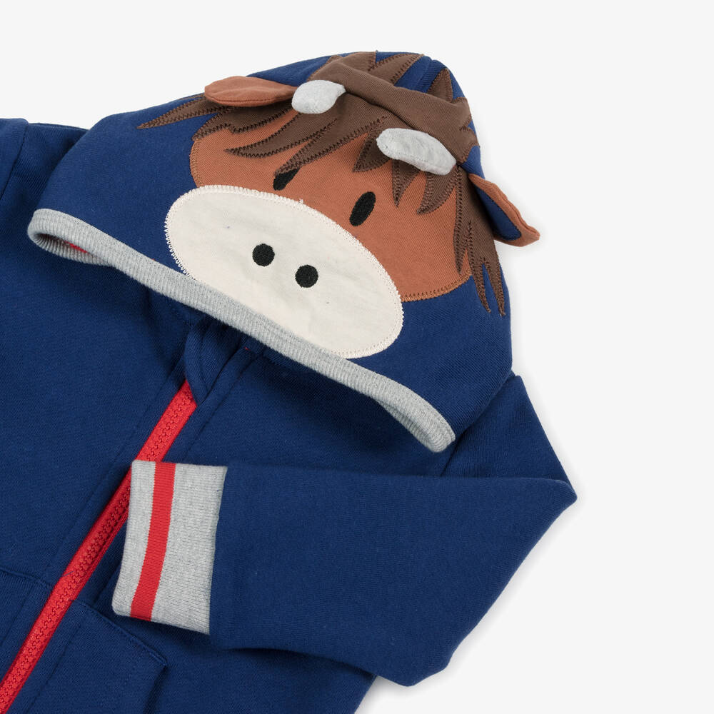 Blade & Rose-Blue Hamish Highland Cow Zip-Up Top | Childrensalon