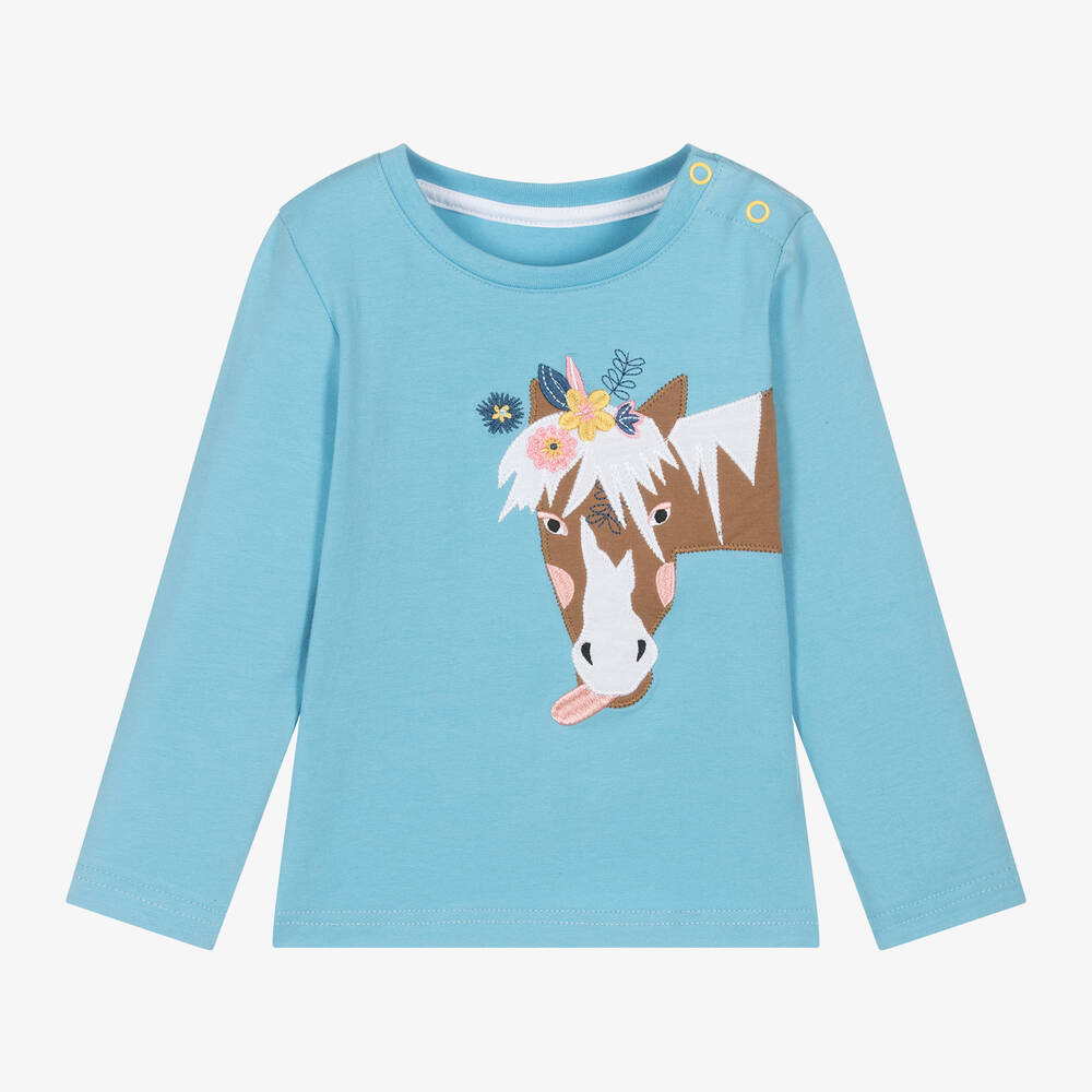 Blade & Rose-Girls Blue Cotton Bella The Horse Top | Childrensalon